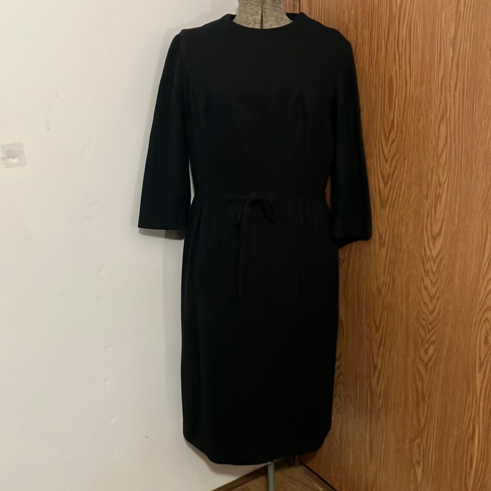 Vintage 1960s Betty Barclay Black Wool/Blend Dress with 3/4 Sleeves